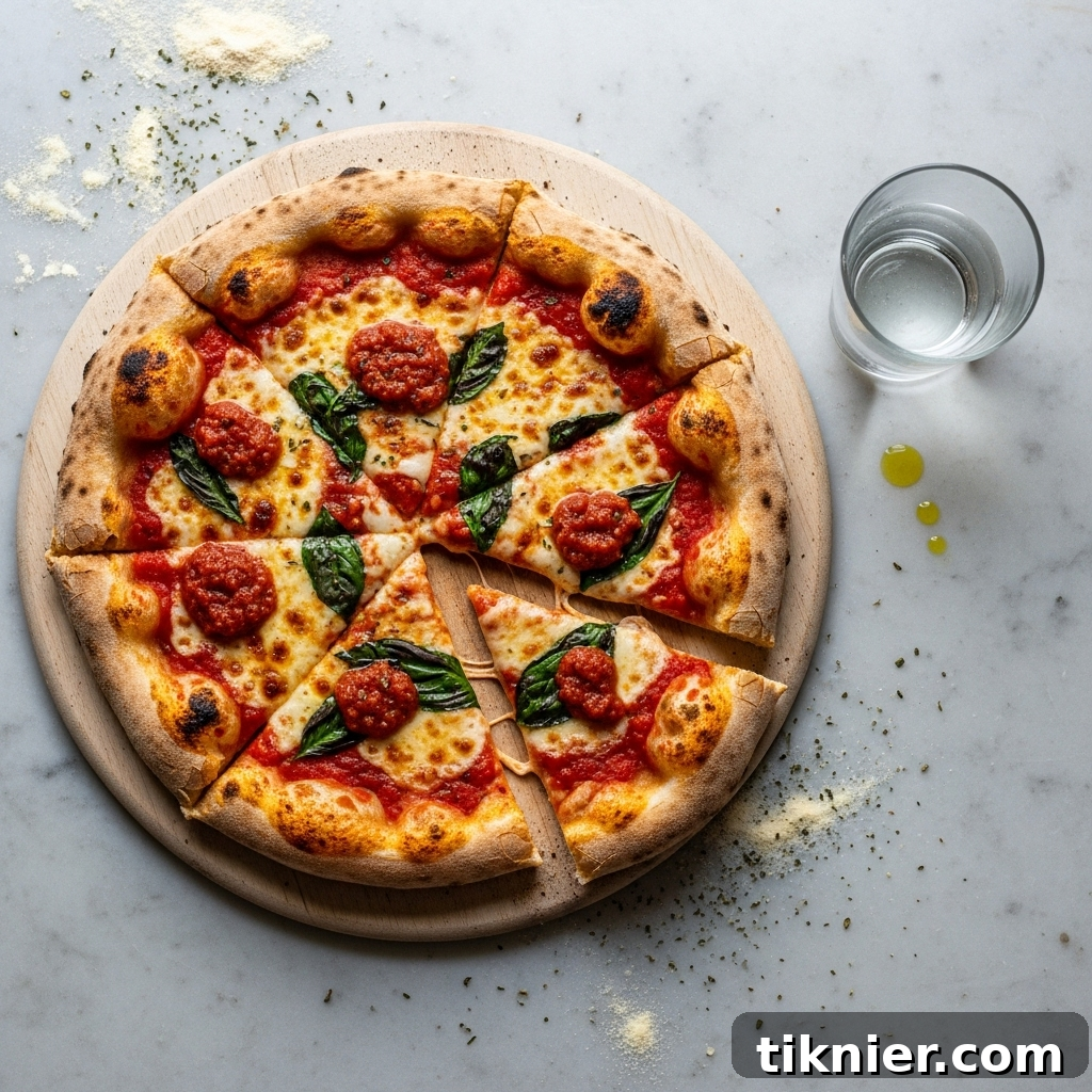 Freshly prepared pizza dough ball, perfectly smooth and ready to rise.