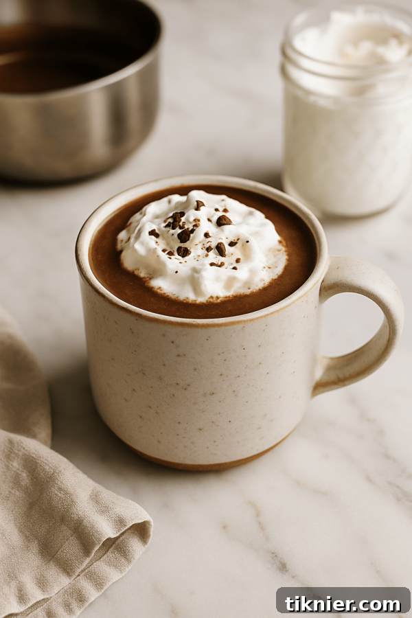 Rich, Velvety Brown Butter Hot Chocolate with Melting Marshmallows