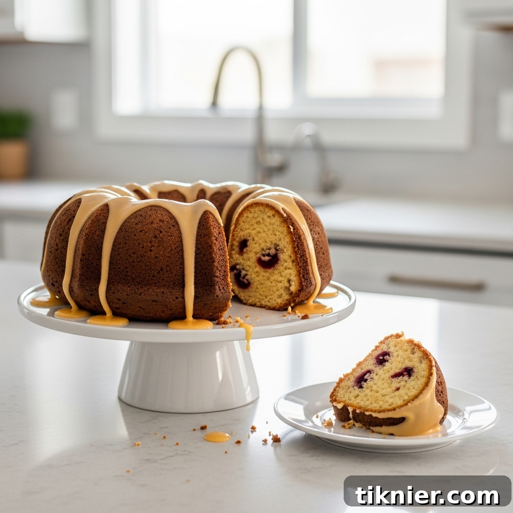 Full Sour Cream Cranberry Pound Cake with Glaze