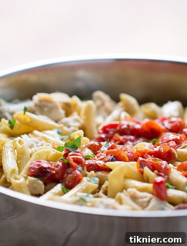 One pan chicken pasta with Chardonnay wine sauce. A creamy, flavorful one-pot chicken dinner.