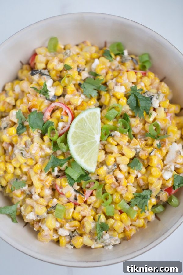 Delicious Street Corn Salad, a vibrant and refreshing side dish perfect for summer barbecues and outdoor dining.