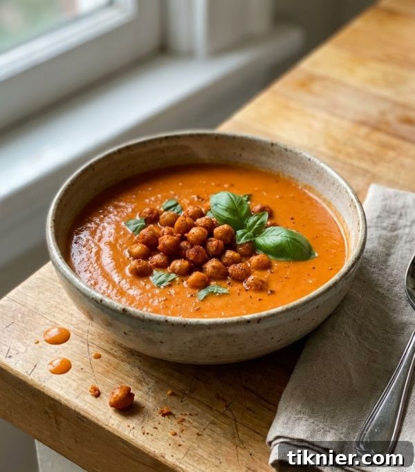 Creamy Vegan Tomato Soup with Roasted Red Pepper