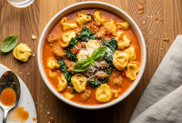 Creamy Tuscan Sausage and Spinach Tortellini Soup